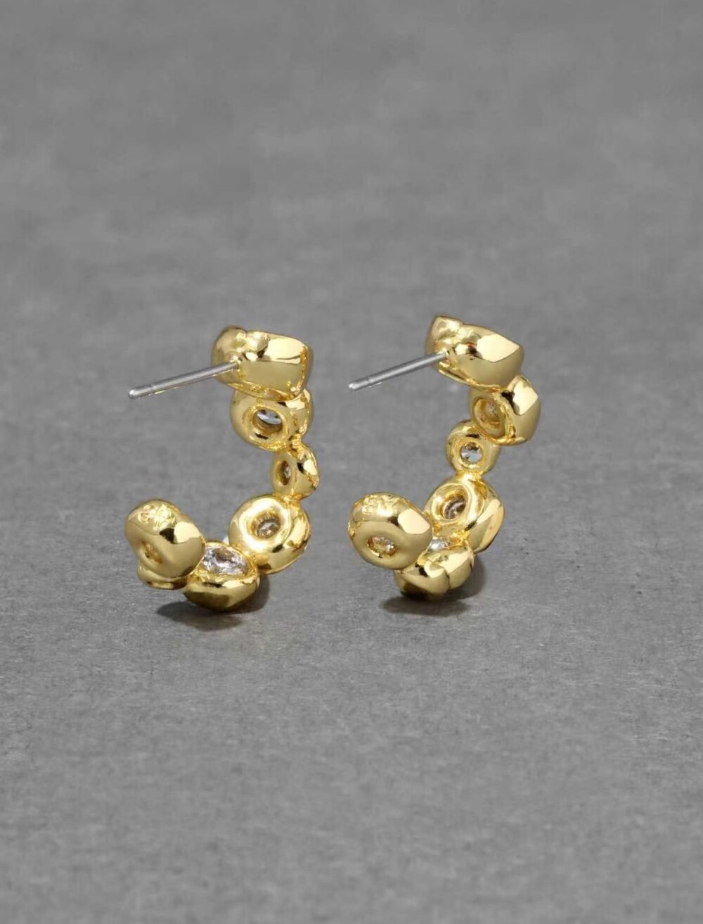 Alexis Bittar Gold Hoop Earrings with Clear Stones - Picture 3 of 5